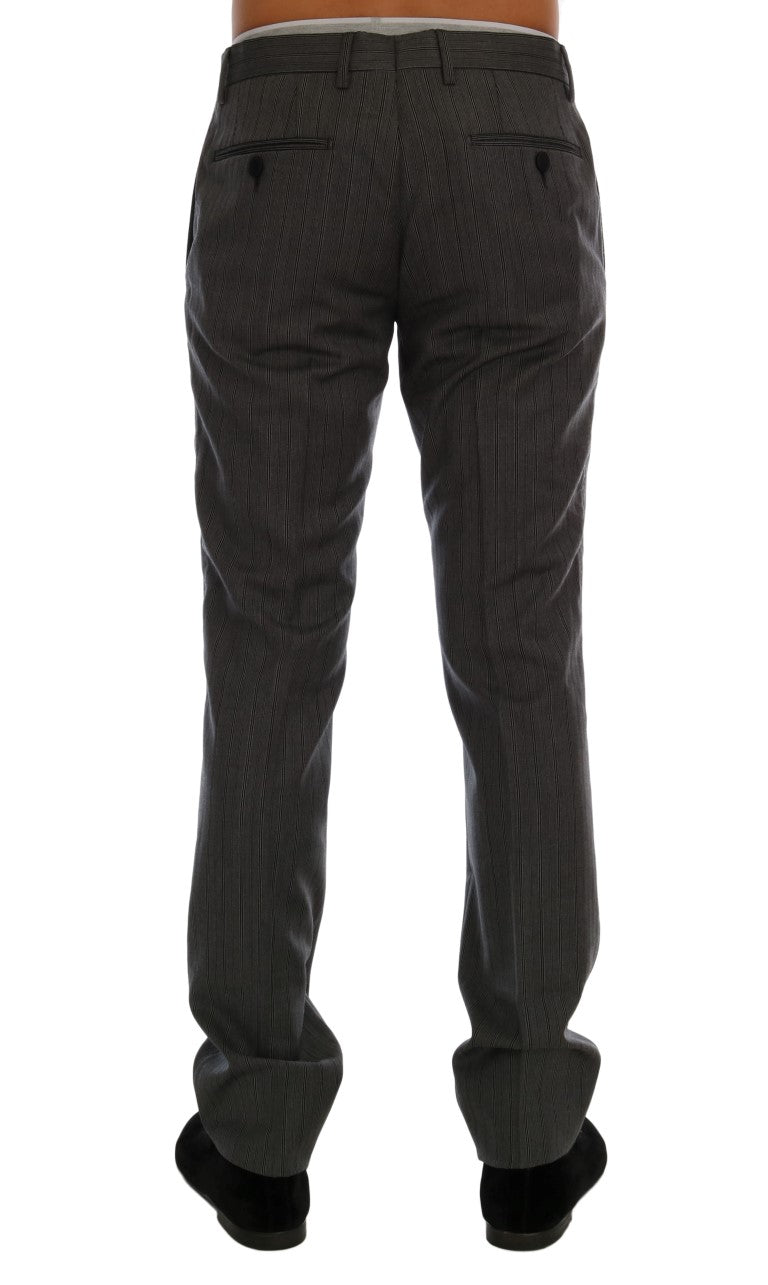 Dolce & Gabbana Gray Wool Striped Formal Pants - PreLoved & Luxe