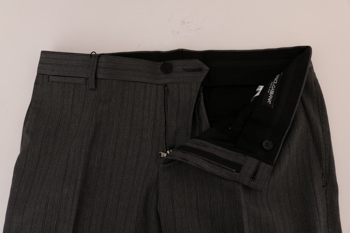 Dolce & Gabbana Gray Wool Striped Formal Pants - PreLoved & Luxe