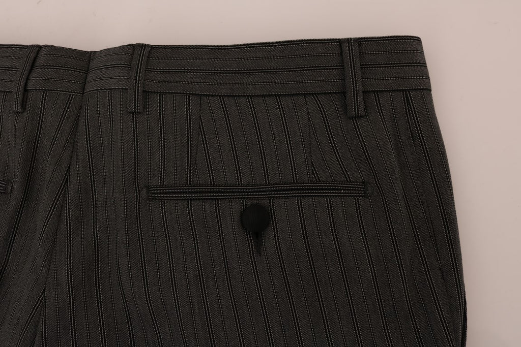 Dolce & Gabbana Gray Wool Striped Formal Pants - PreLoved & Luxe