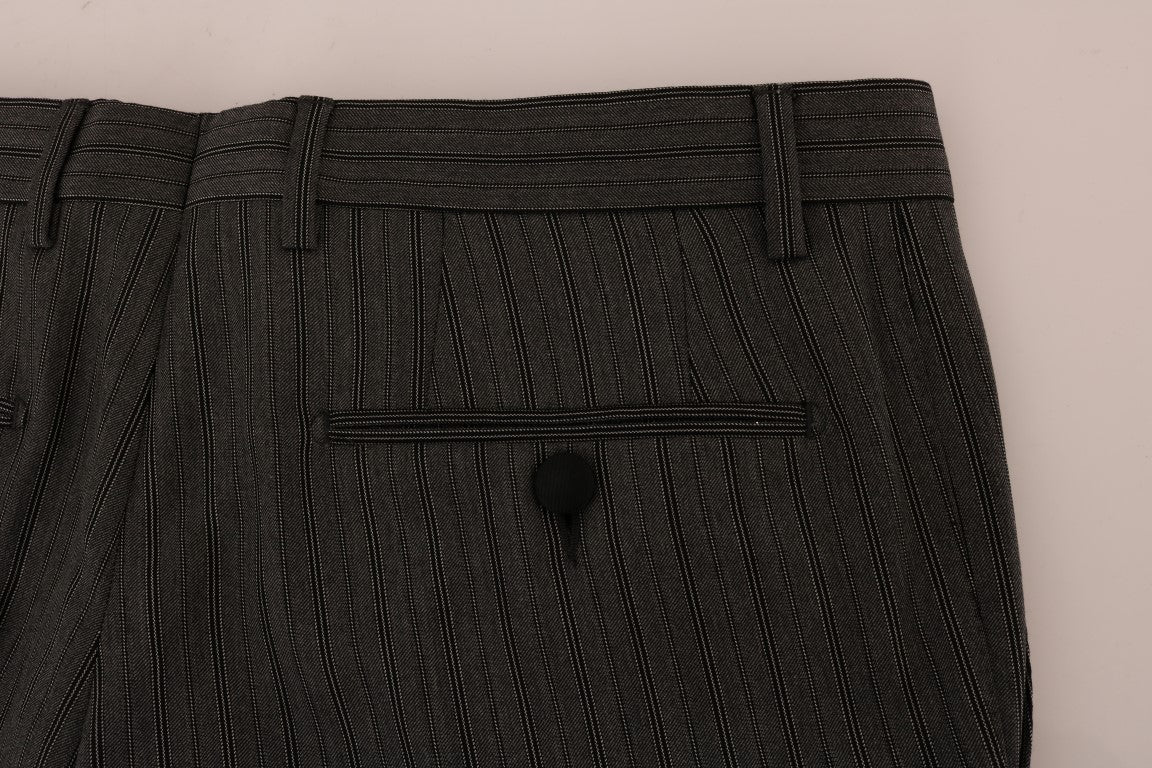 Dolce & Gabbana Gray Wool Striped Formal Pants - PreLoved & Luxe