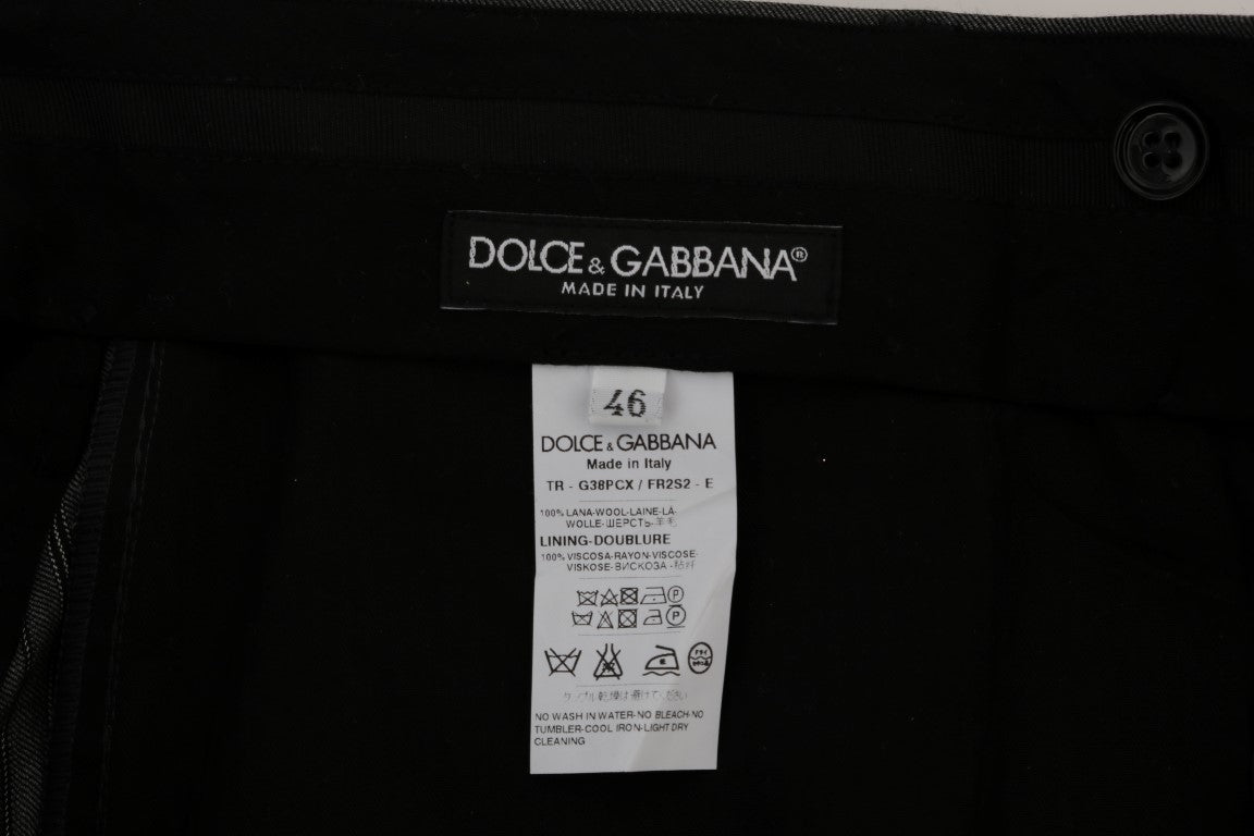 Dolce & Gabbana Gray Wool Striped Formal Pants - PreLoved & Luxe