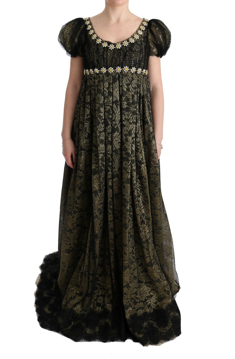 Dolce & Gabbana Black Yellow Crystal Lace Shift Dress - PreLoved & Luxe