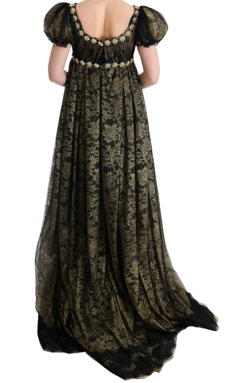 Dolce & Gabbana Black Yellow Crystal Lace Shift Dress - PreLoved & Luxe