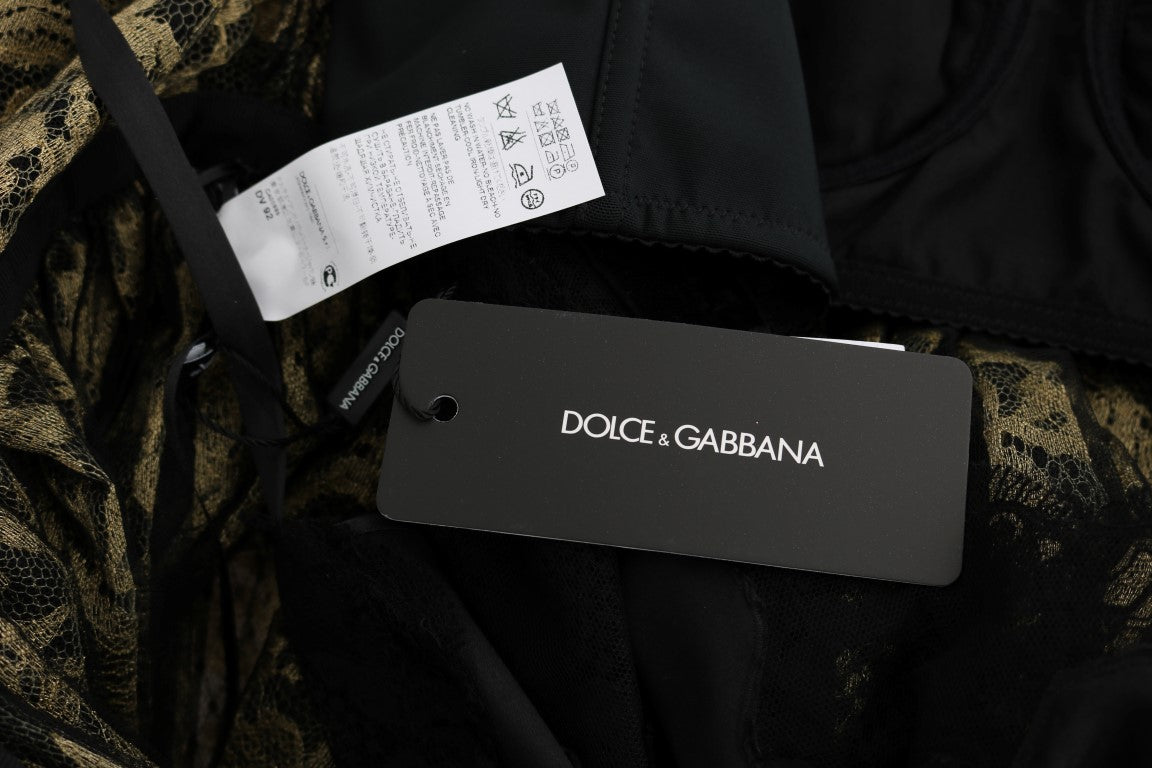 Dolce & Gabbana Black Yellow Crystal Lace Shift Dress - PreLoved & Luxe