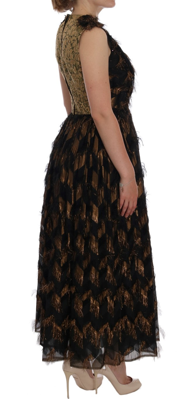 Dolce & Gabbana Black Silk Brown Fringes A-Line Dress - PreLoved & Luxe