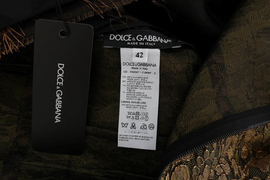 Dolce & Gabbana Black Silk Brown Fringes A-Line Dress - PreLoved & Luxe