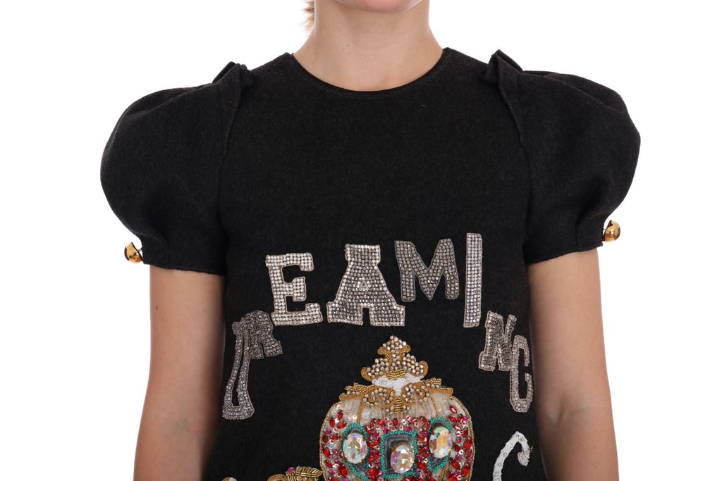 Dolce & Gabbana Gray Crystal "Dreaming of My Prince" Dress - PreLoved & Luxe
