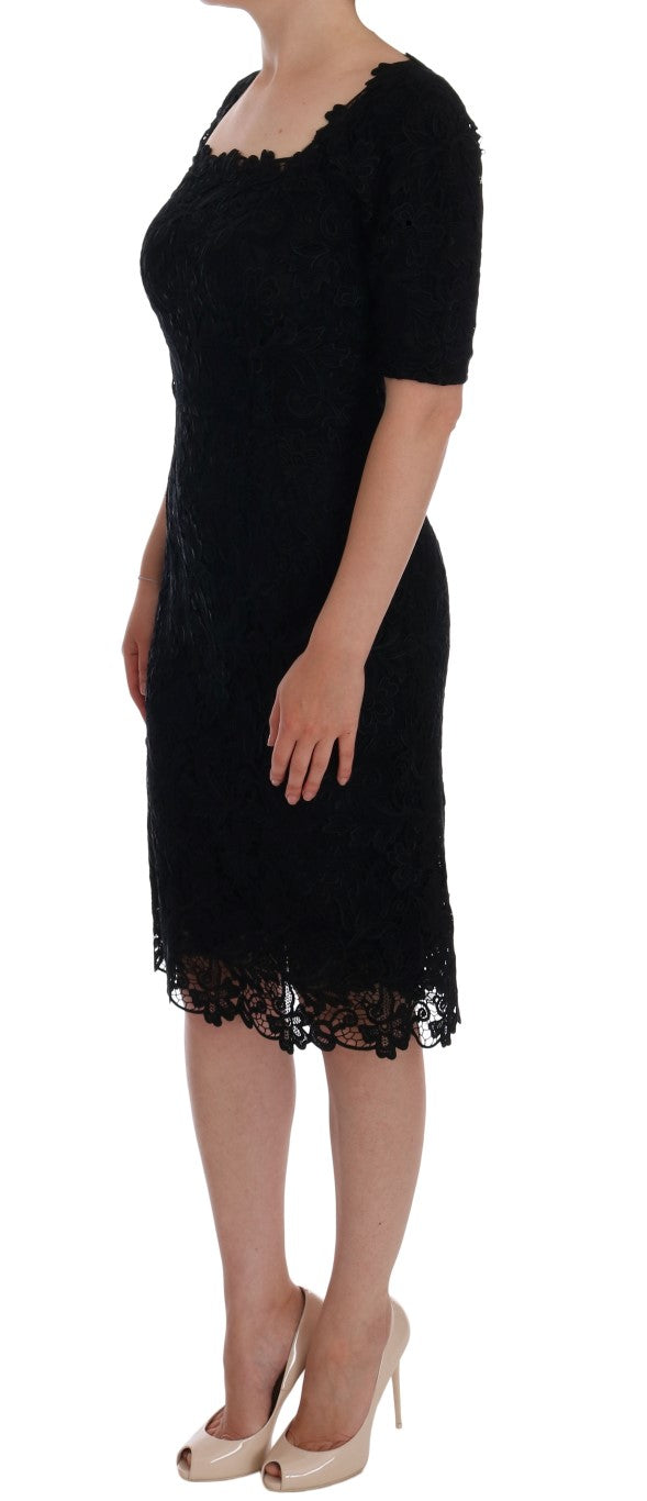 Dolce & Gabbana Black Floral Ricamo Sheath Dress - PreLoved & Luxe