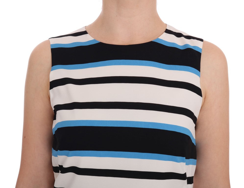 Dolce & Gabbana Blue White Striped Silk Stretch Shift Dress - PreLoved & Luxe