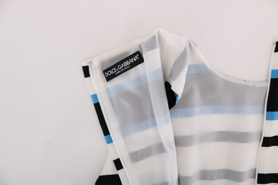 Dolce & Gabbana Blue White Striped Silk Stretch Shift Dress - PreLoved & Luxe