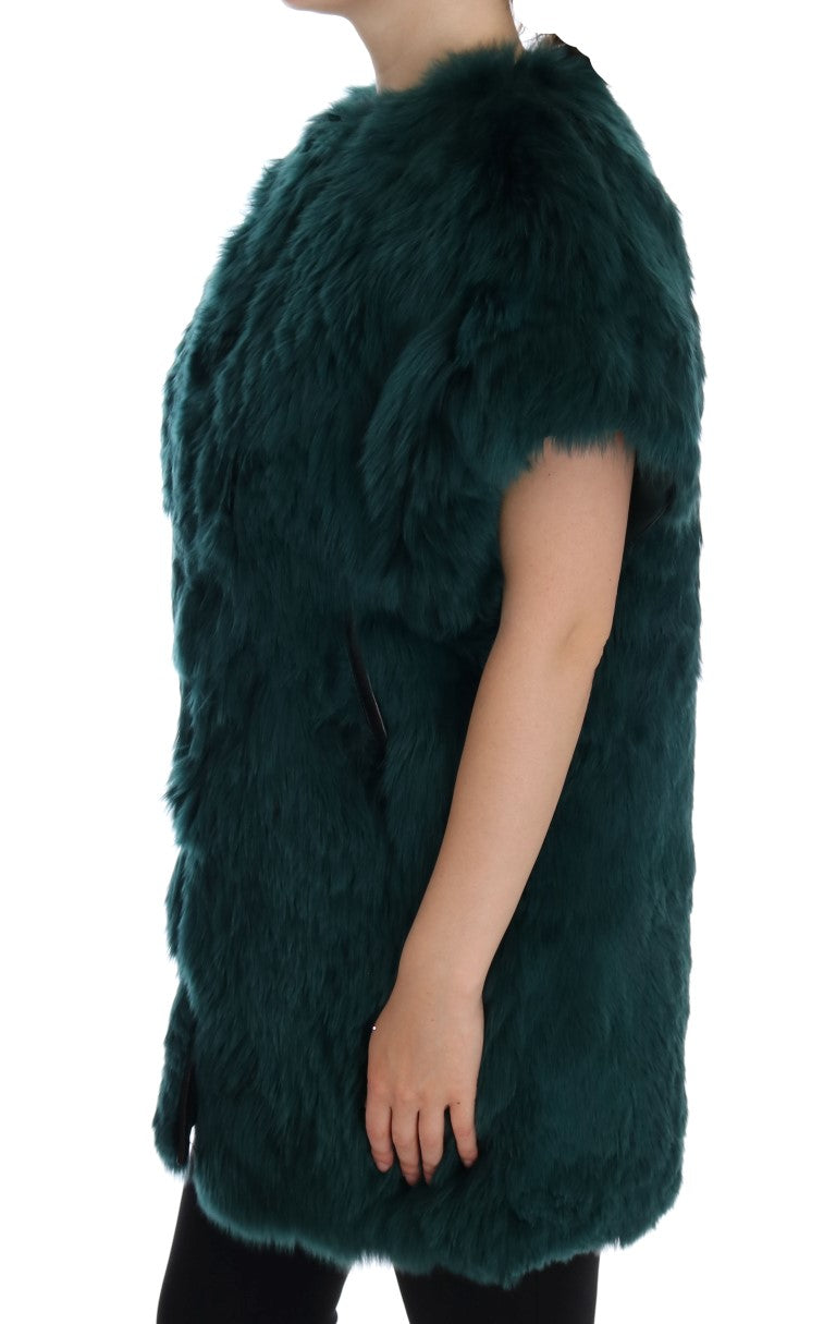 Dolce & Gabbana Green Alpaca Fur Vest Sleeveless Jacket - PreLoved & Luxe
