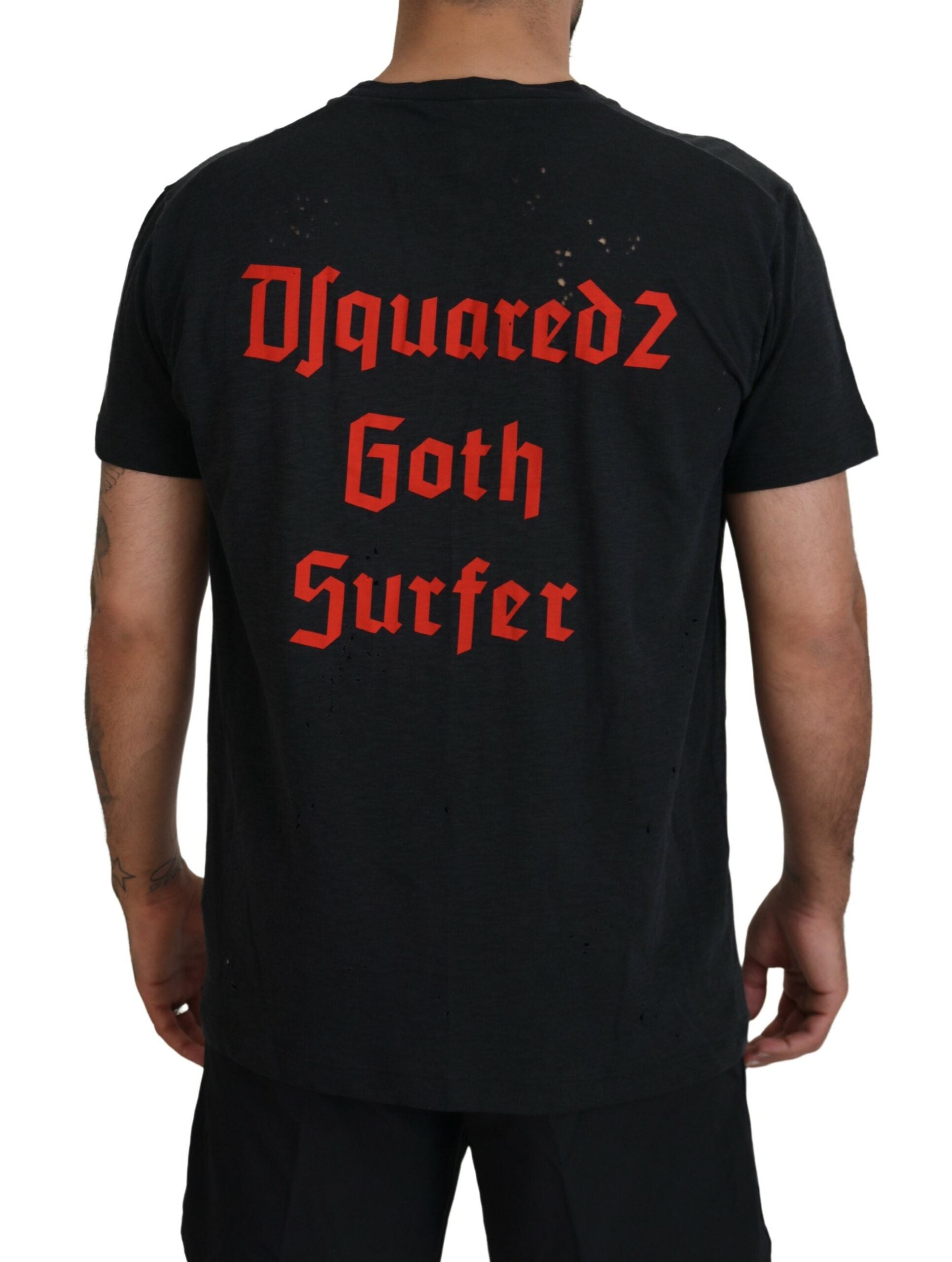 Pre-Owned Dsquared² Black Chain Embellished Cotton Short Sleeve T-shirt