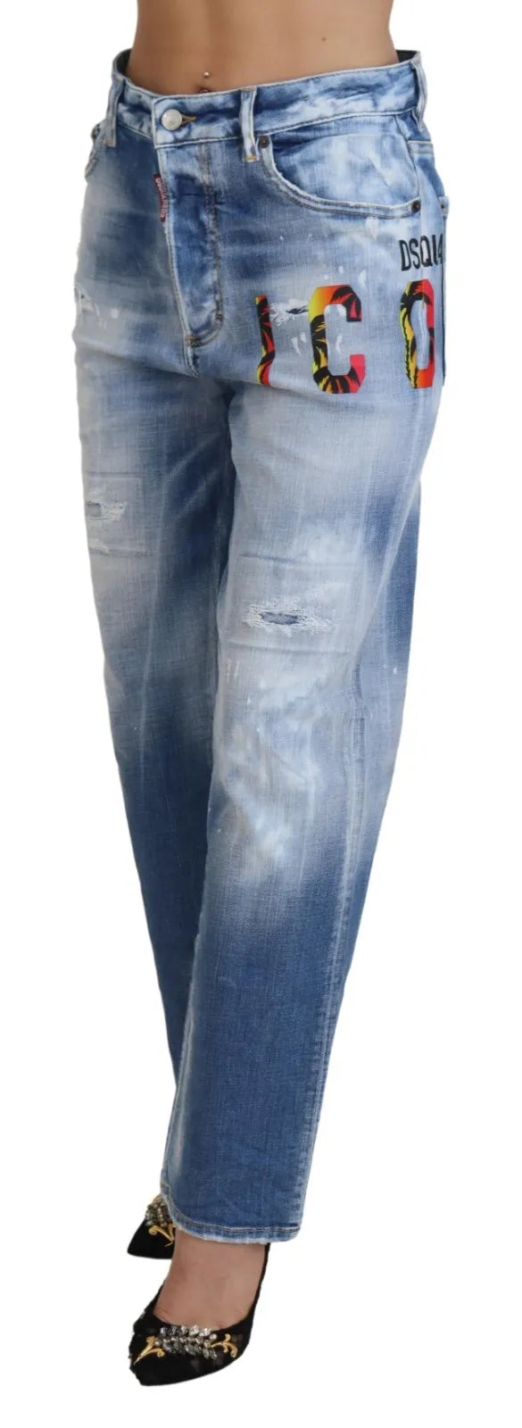 Dsquared² Blue Icon High Waist Straight Denim Jeans ton