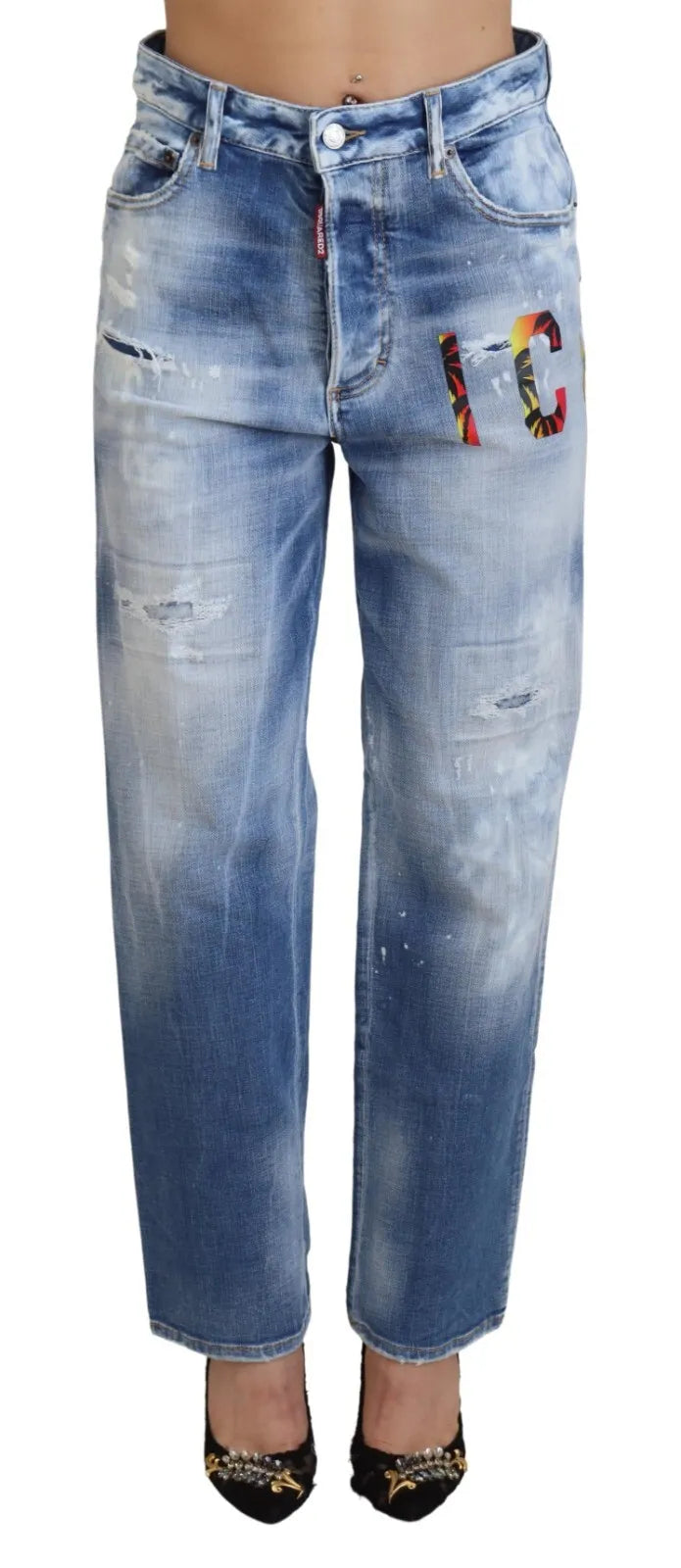 Dsquared² Blue Icon High Waist Straight Denim Jeans ton