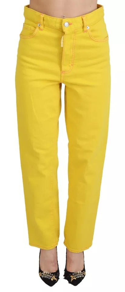 Dsquared² Yellow Cotton High Waist Straight Denim ton Jeans