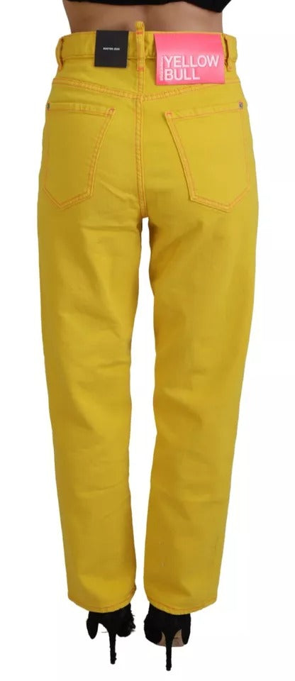 Dsquared² Yellow Cotton High Waist Straight Denim ton Jeans