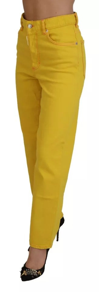 Dsquared² Yellow Cotton High Waist Straight Denim ton Jeans