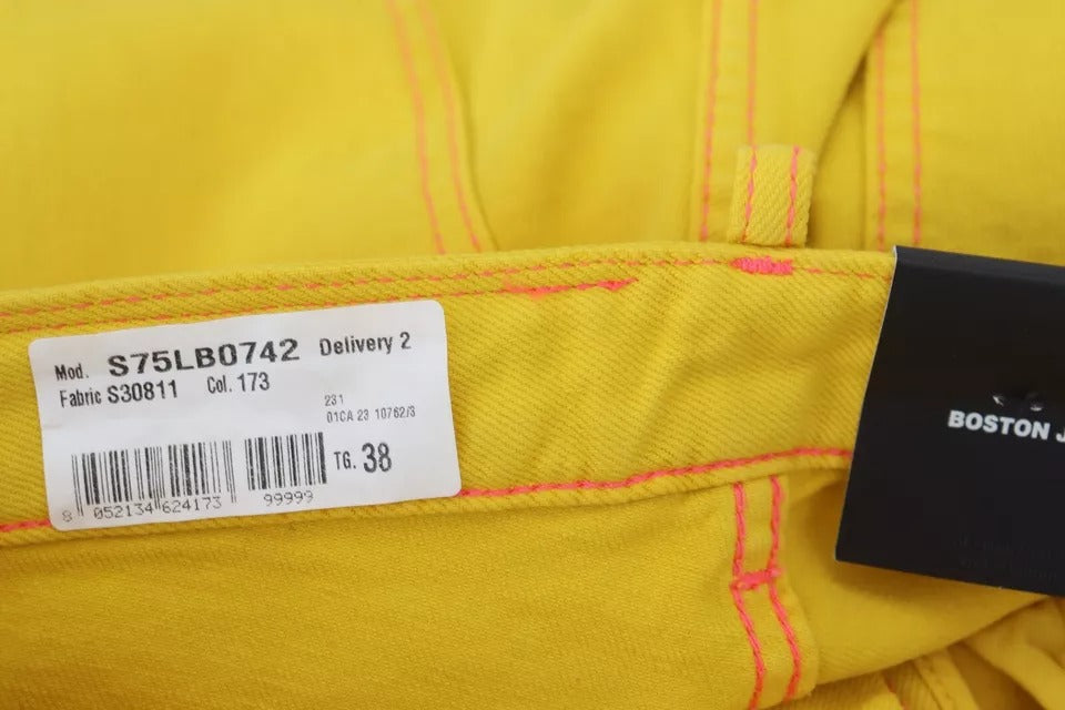 Dsquared² Yellow Cotton High Waist Straight Denim ton Jeans