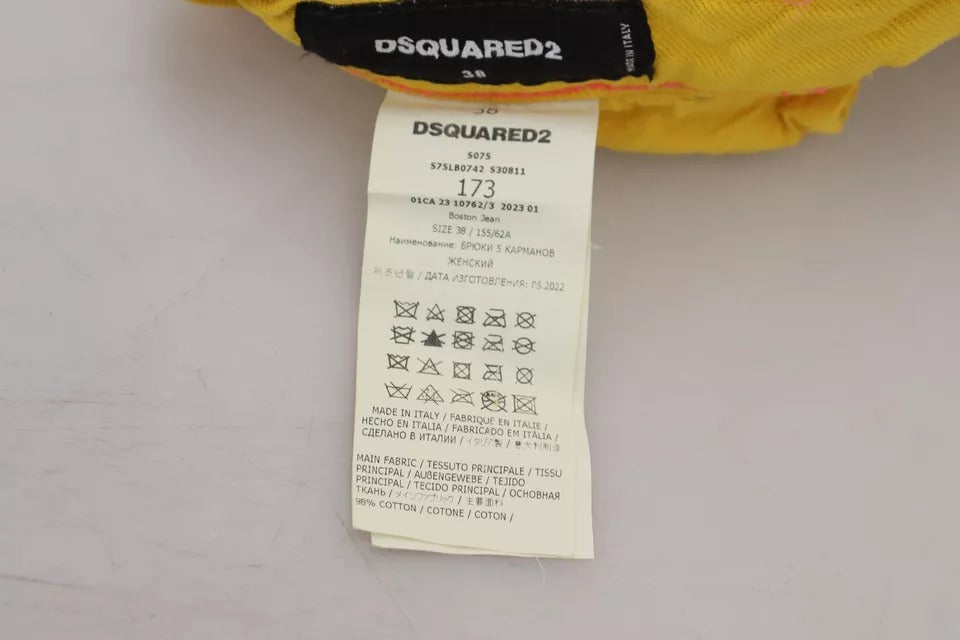Dsquared² Yellow Cotton High Waist Straight Denim ton Jeans