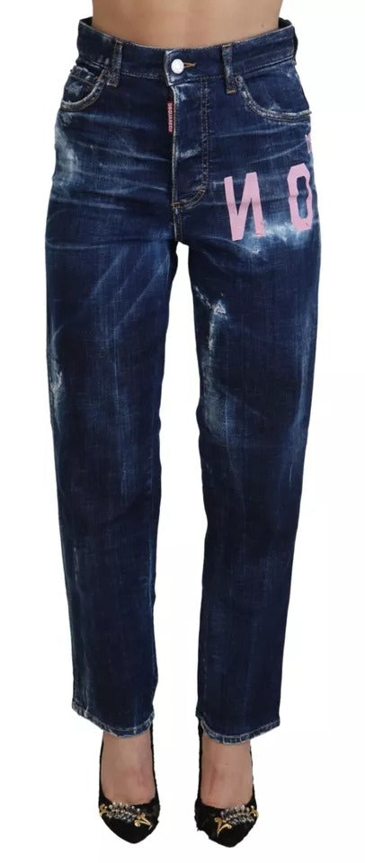 Dsquared² Blue Icon High Waist Straight Denim ton Jeans