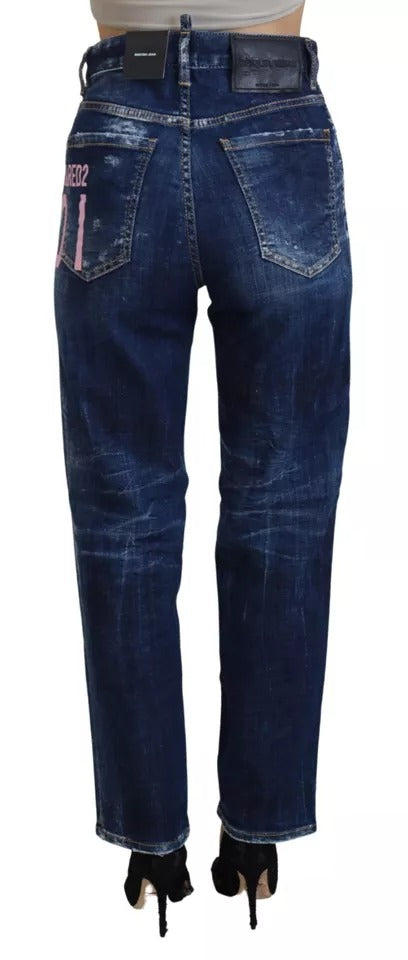 Dsquared² Blue Icon High Waist Straight Denim ton Jeans