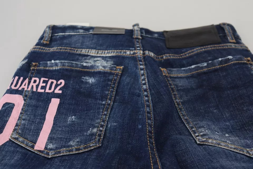 Dsquared² Blue Icon High Waist Straight Denim ton Jeans