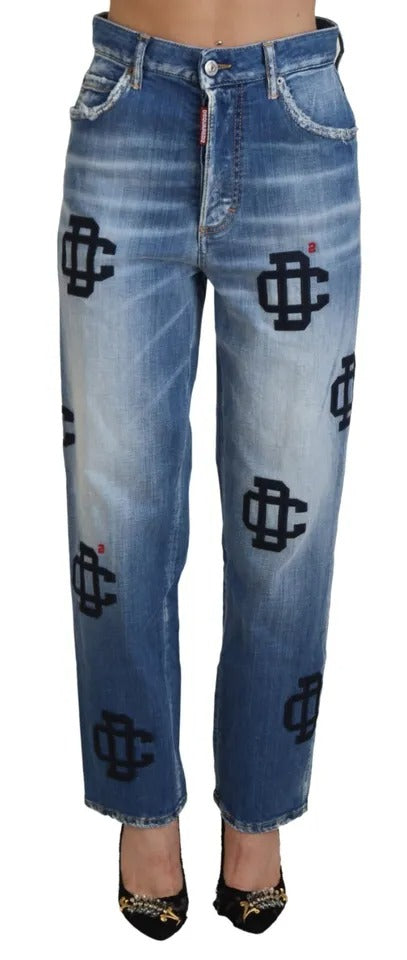 Dsquared² Blue Washed High Waist Straight Denim ton Jeans