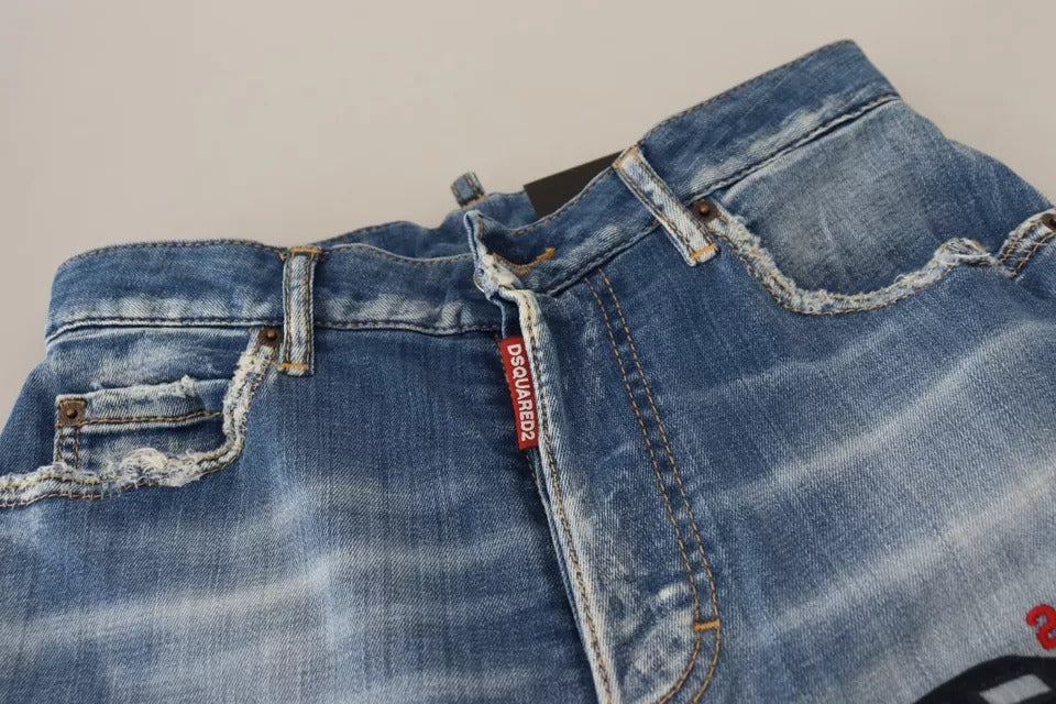 Dsquared² Blue Washed High Waist Straight Denim ton Jeans