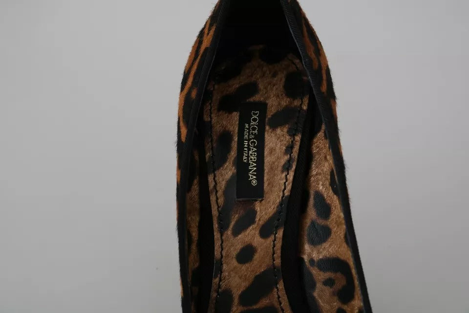 Dolce & Gabbana Brown Leopard Pony Hair Heels Pumps Shoes