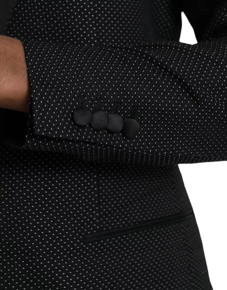 Dolce & Gabbana Dark Gray Jacquard MARTINI Single Breasted Coat Blazer