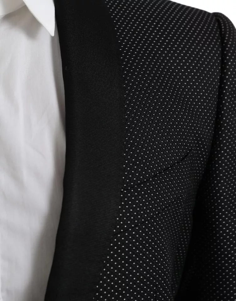 Dolce & Gabbana Dark Gray Jacquard MARTINI Single Breasted Coat Blazer
