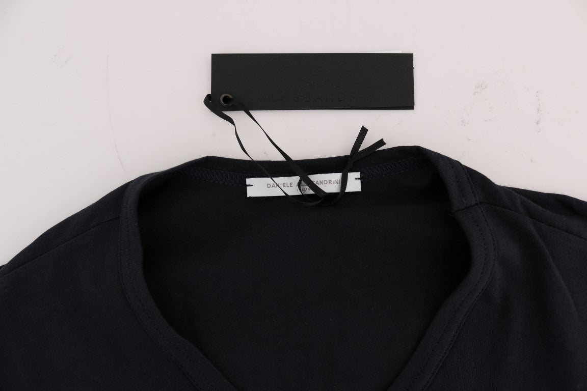 Daniele Alessandrini Blue Cotton V-neck T-Shirt