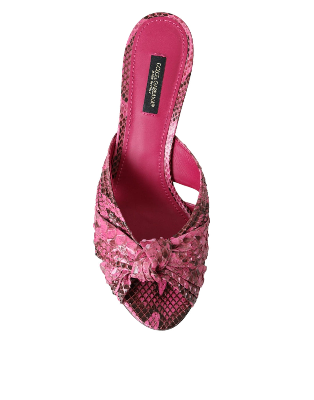 New Dolce & Gabbana Pink Exotic Leather Kitten Heels Slides Shoes