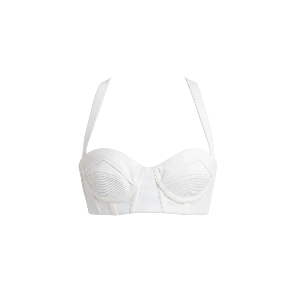 Versace White Viscose Bustier Sleeveless Cropped Top - PreLoved & Luxe