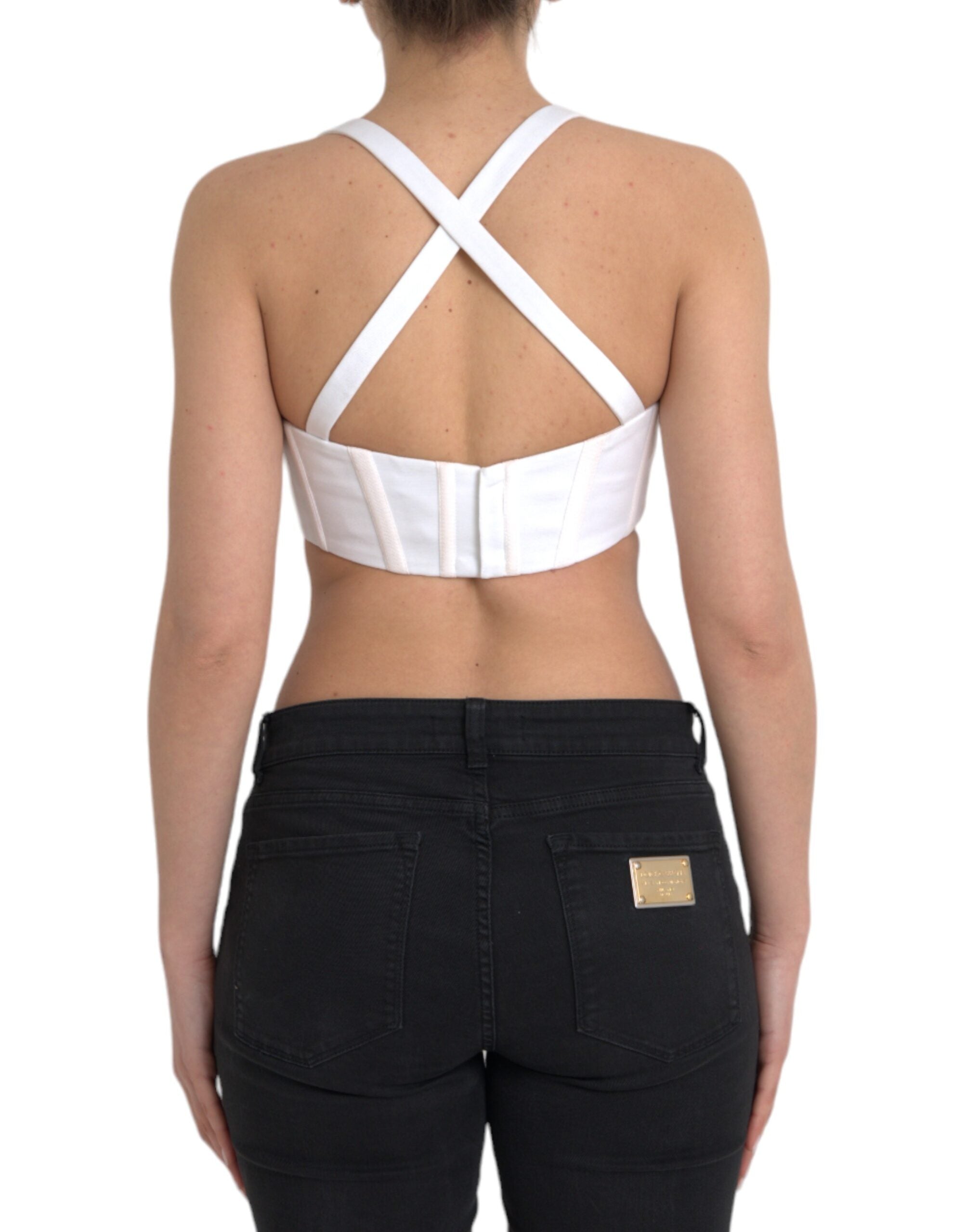 Versace White Viscose Bustier Sleeveless Cropped Top - PreLoved & Luxe