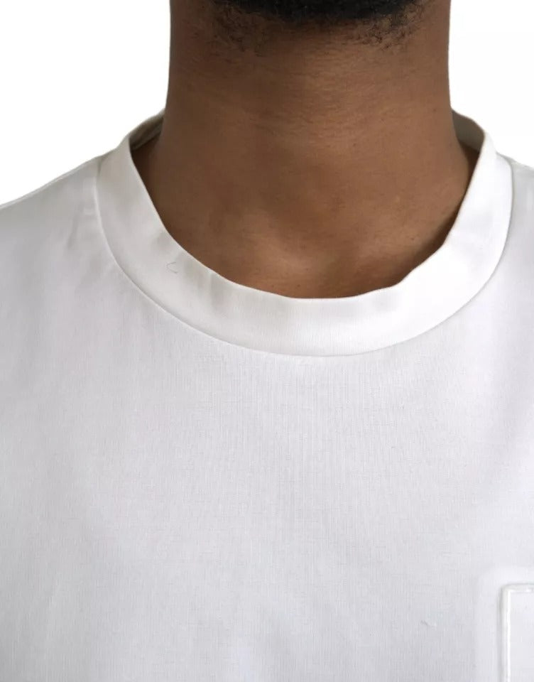 Dolce & Gabbana White Logo Emsed Cotton Crewneck T-shirt