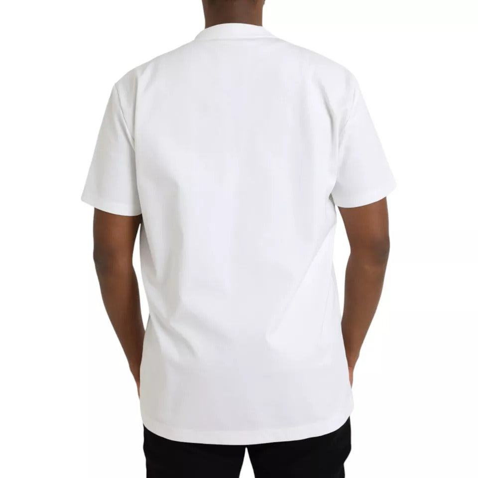 Dolce & Gabbana White Logo Emsed Cotton Crewneck T-shirt