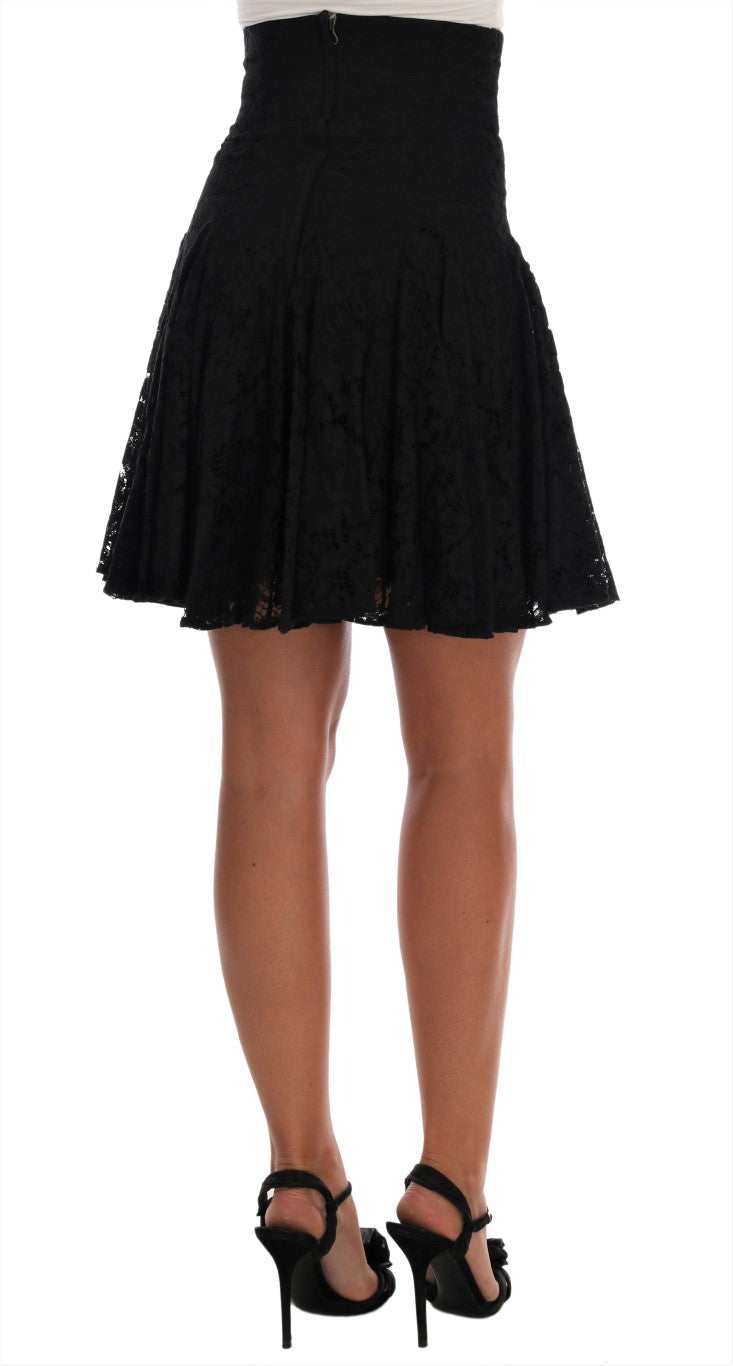 Dolce & Gabbana Black Floral Cutout Lace A-Line Skirt - PreLoved & Luxe