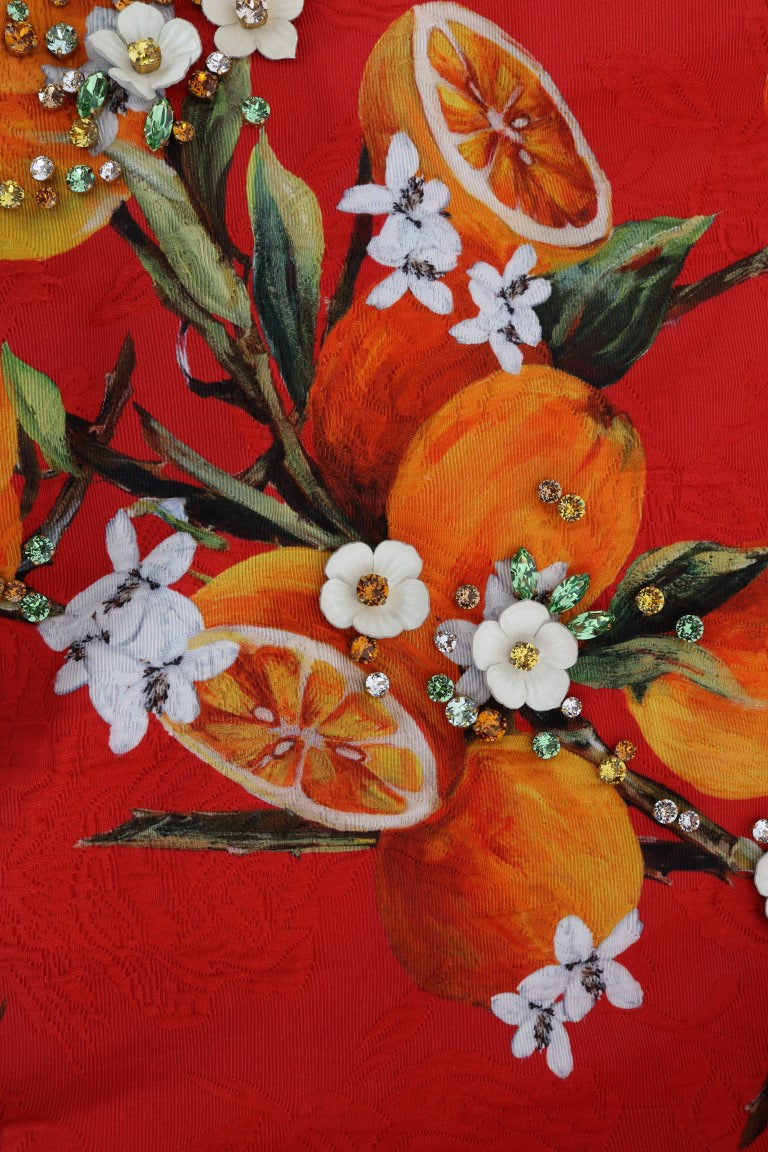 Dolce & Gabbana Orange Print Crystal-Embellished Blouse - PreLoved & Luxe