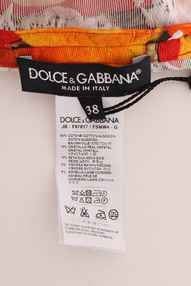 Dolce & Gabbana Orange Print Crystal-Embellished Blouse - PreLoved & Luxe