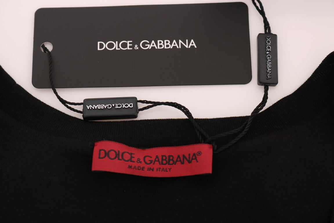 Dolce & Gabbana Black Cotton Floral Crystal Tank Top - PreLoved & Luxe