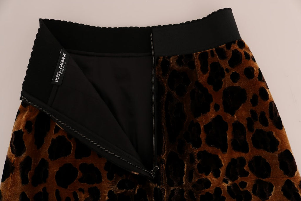 Dolce & Gabbana Brown Leopard Print Silk A-Line Skirt - PreLoved & Luxe
