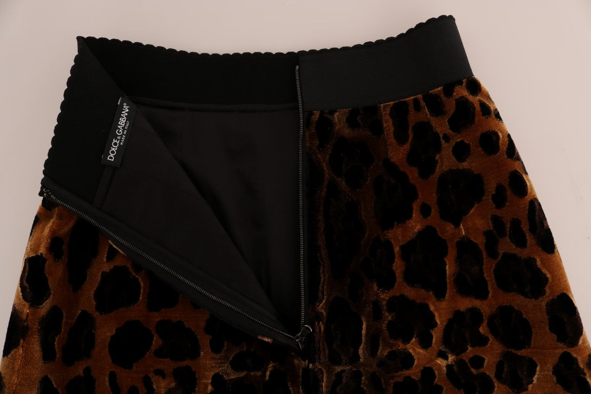 Dolce & Gabbana Brown Leopard Print Silk A-Line Skirt - PreLoved & Luxe