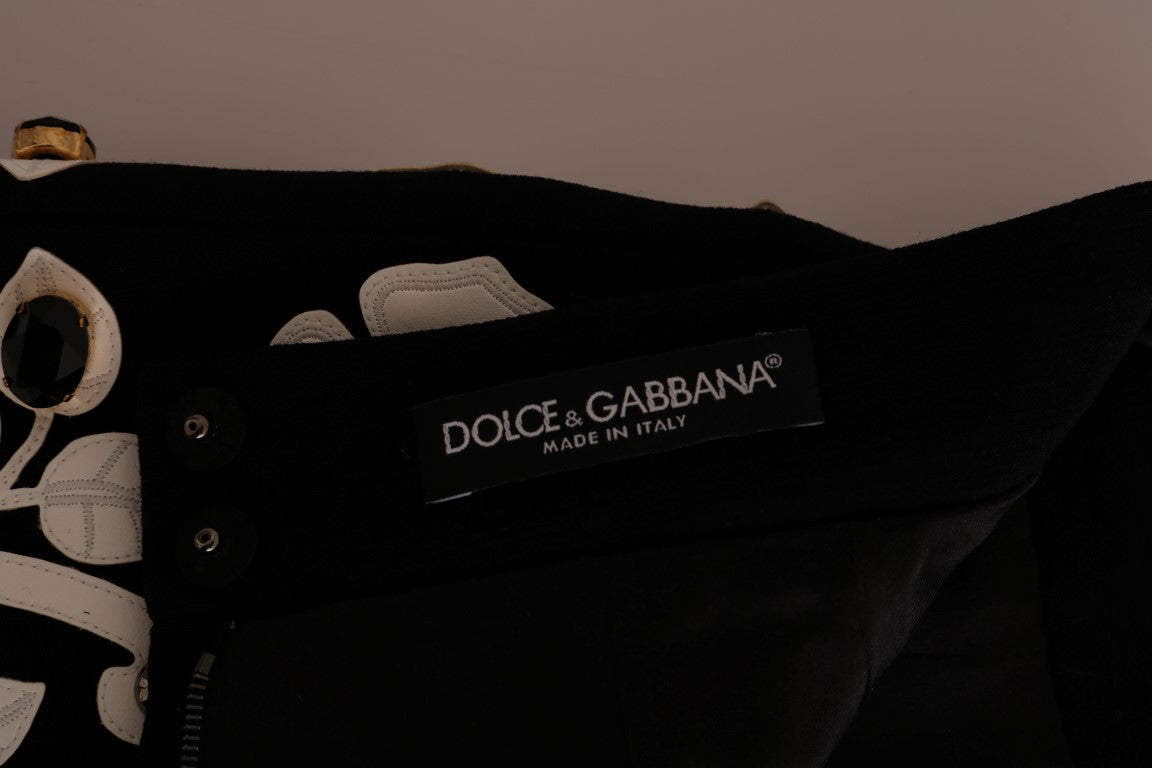 Dolce & Gabbana Black Crystal Floral Pencil Skirt - PreLoved & Luxe