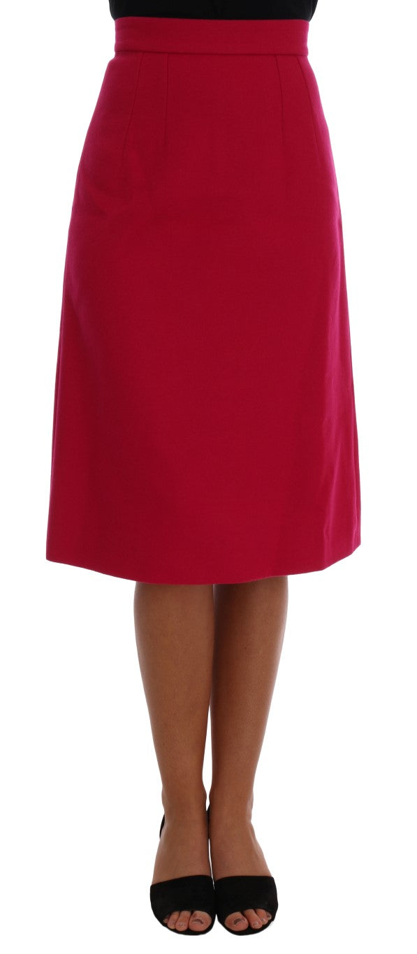 Dolce & Gabbana Pink Wool Knee Long A-Line Skirt - PreLoved & Luxe