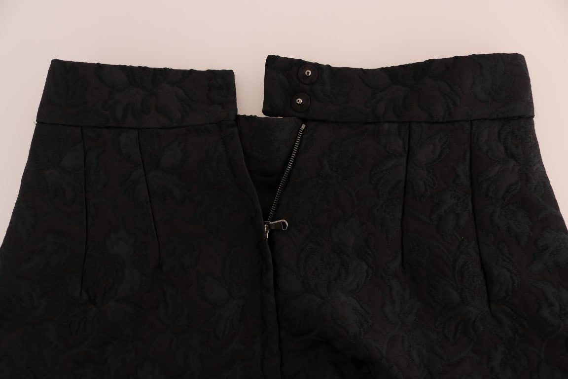 Dolce & Gabbana Black Floral Jacquard Silk A-Line Skirt - PreLoved & Luxe