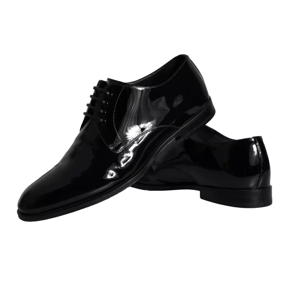 Pre-Owned Dolce & Gabbana Black Calfskin Leather Derby Men Dress Shoes