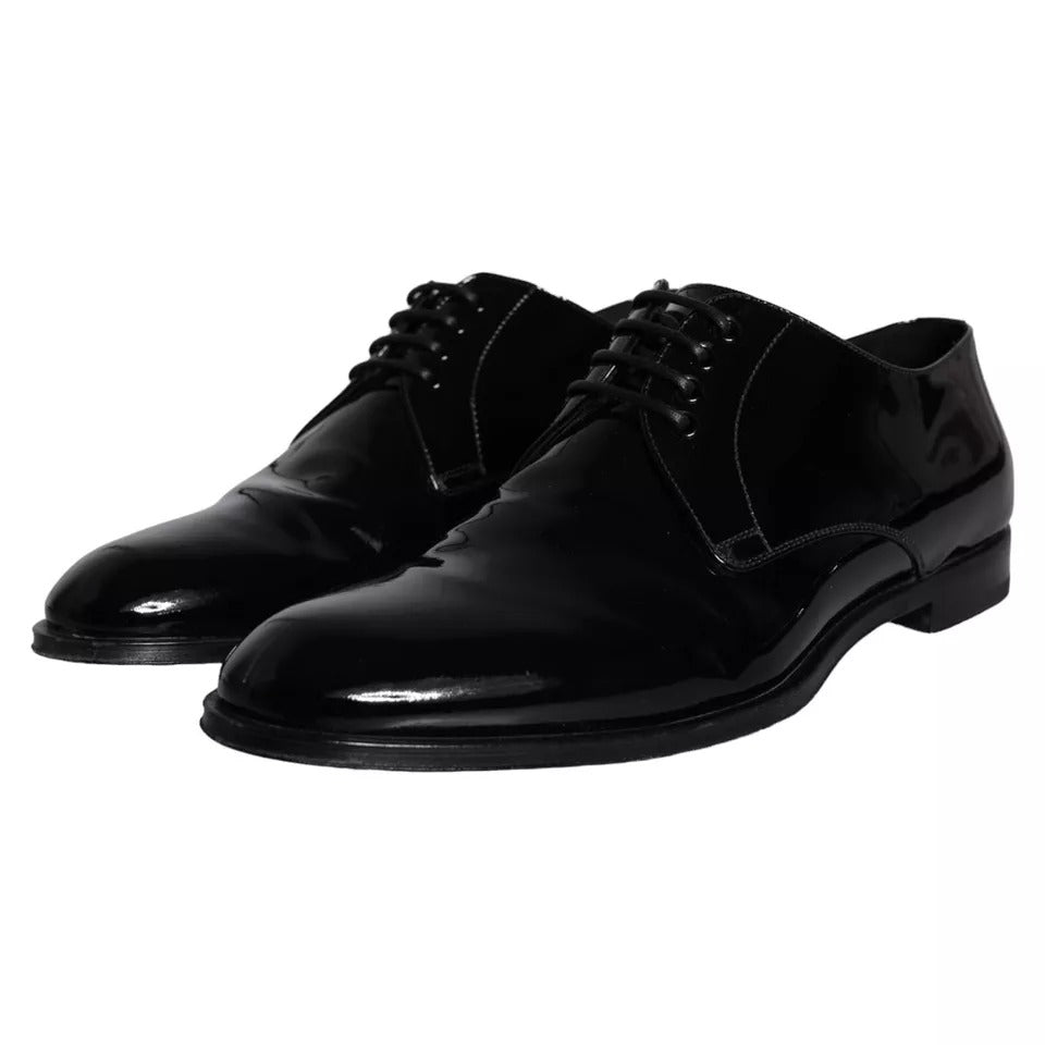 Pre-Owned Dolce & Gabbana Black Calfskin Leather Derby Men Dress Shoes