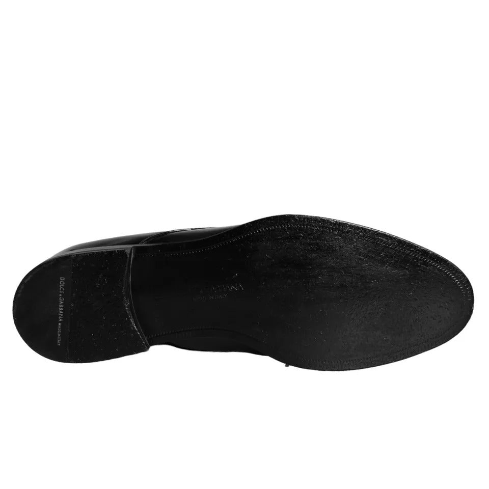 Pre-Owned Dolce & Gabbana Black Calfskin Leather Derby Men Dress Shoes