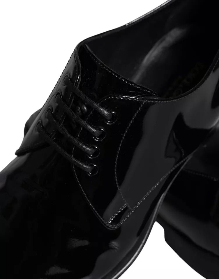 Pre-Owned Dolce & Gabbana Black Calfskin Leather Derby Men Dress Shoes